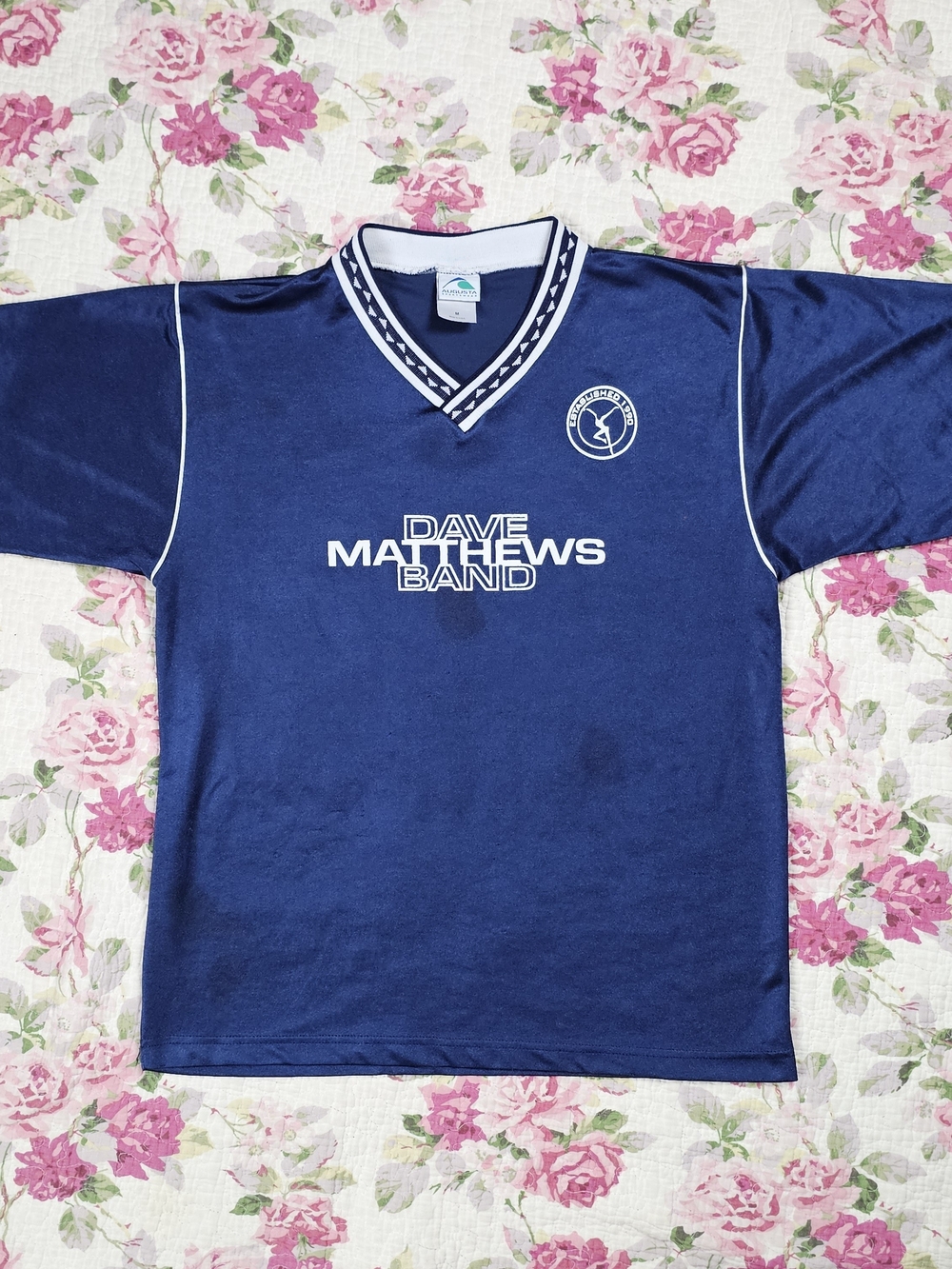 Vintage Dave Matthews Band BEAUFORD #10 Blue V-Neck Soccer Jersey M